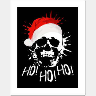 Christmas Rocker Santa Claus Skull Ho Ho Ho Posters and Art